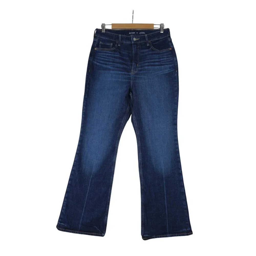Old Navy women's extra high rise‎ secret slim pockets flare dark wash jeans 12